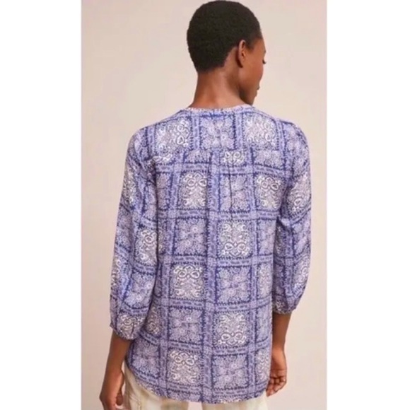 Anthro Akemi + Kin Purple Floral Paisley Print Buttondown Blouse Top - Picture 5 of 14